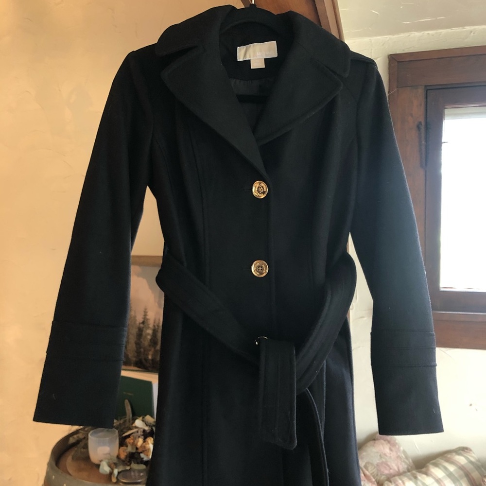 Michael Kors Wool Blend Hooded Pea Coat